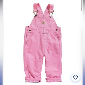 Toddler Carhartt Pink Plaid-Trim Cotton flannel lined Overalls